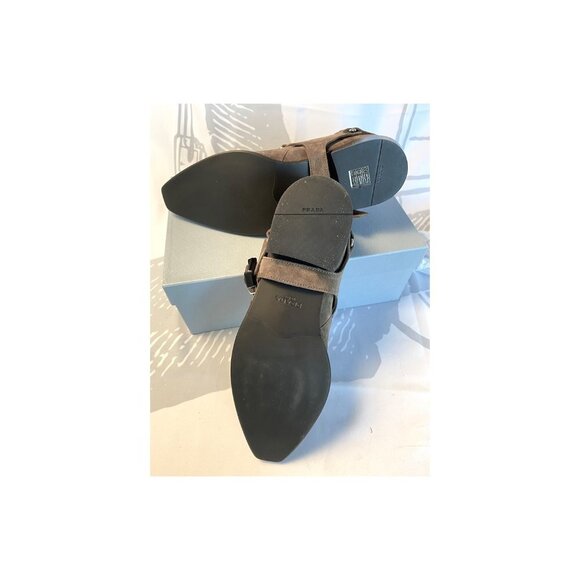 PRADA Milano 1T304L Womens Brown Suede Flat Ankle - Picture 7 of 11